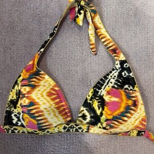 OndadeMar Yellow and Pink Patterned Bikini Top